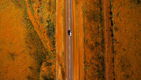 Driving along Stuart Highway Aerial Shot