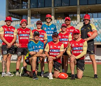 Players from the NRL Dolphins team