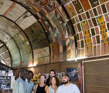 Aboriginal artwork on ceiling of tiwi designs 