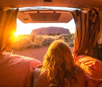 View of Uluru from the Back of a Van