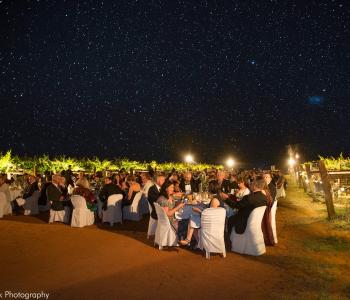 Dinner tables Outside at Rocky Hill Table Grape Farm in Alice Springs