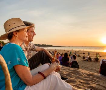 People on Mindil beach watching the sunset