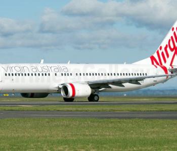 Virgin Australia aeroplane preparing for takeoff