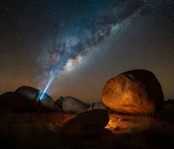 Karlu Karlu Devils marbles at Night against the milky way sky