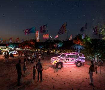 A render of the installation Three Estates.