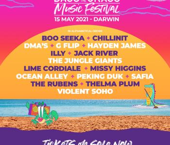 The BASSINTHEGRASS line-up is Boo Seeka, ChillinIT, DMA'S, G Flip, Hayden James, ILLY, Jack River, The Jungle Giants, Lime Cordiale, Missy Higgins, Ocean Alley, Peking Duk, SAFIA, The Rubens, Thelma Plum and Violent Soho|BASSINTHEGRASS line-up announced