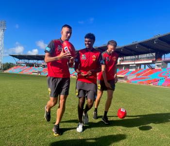 Joel Jeffrey, Lloyd Johnson and Jy Farrar at TIO Stadium in Darwin