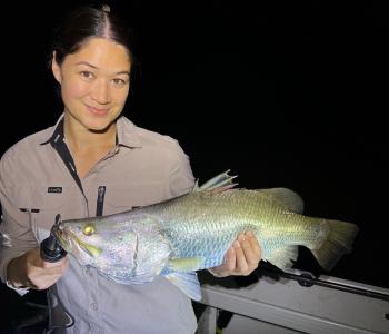 Loren Hanton with her $10,000 barra
