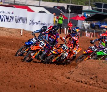 Riders in action at the MXGP of Australia, Hidden Valley Motorsport Complex