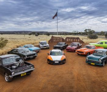Line up of cars at Red CentreNATS