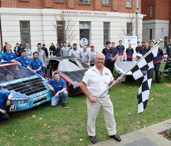 Monday, 5th June, 2023 - World Solar Challenge team announcement. Lot 14 Adelaide. Event Director, Chris Selwood AM with the teams at the launch