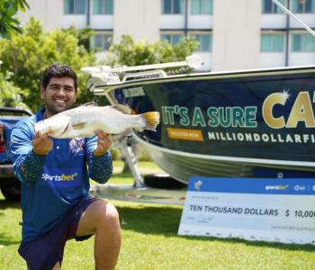 Zain Lopez has caught the fist Million Dollar Fish of Season 9 a $10,000 barra