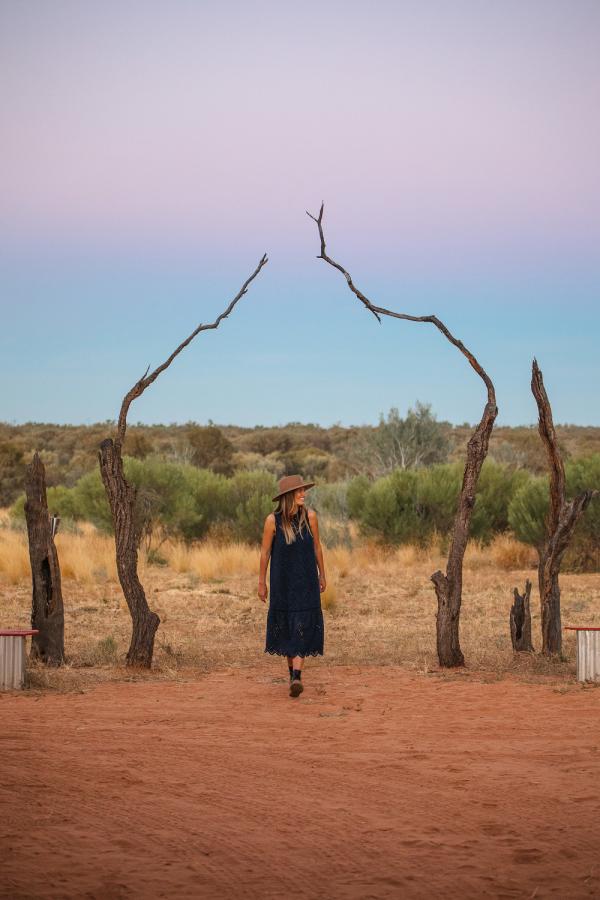 woman walking red centre