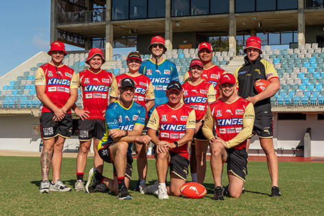 Players from the NRL Dolphins team