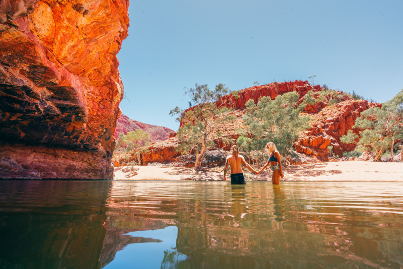 People swimming in Central Australia