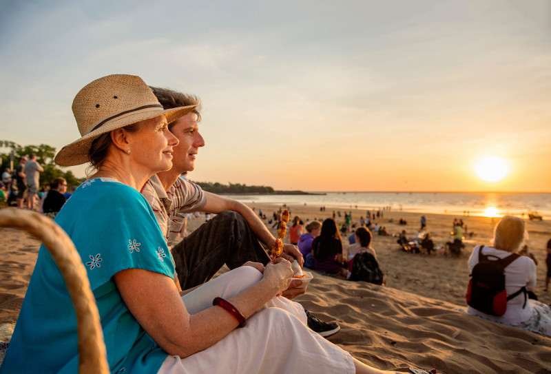 People on Mindil beach watching the sunset